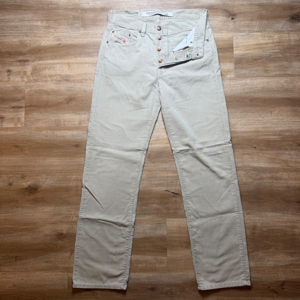 Diesel Cheyenne Corduroy Pants Mens 30x32 Beige Straight Leg Button Fly Italy
